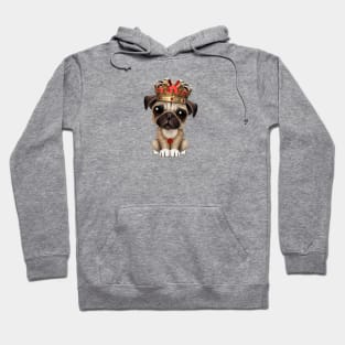 Cute Pug Puppy Wearing Crown Hoodie